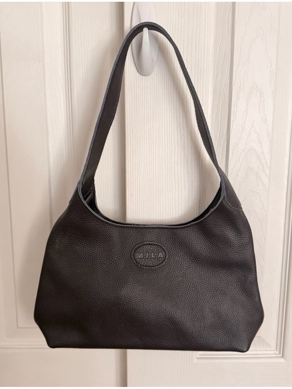 M.I.L.A. Black Pebbled Leather Shoulder Bag